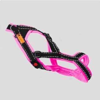 Snowpaws Trailgeschirr "Nukka" Größe 6 Gurtband schwarz reflek  - Polster Airmesh neonpink
