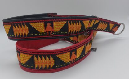 Halsband -Gurtband im Ethno Stil - unterlegt mit Nappaleder