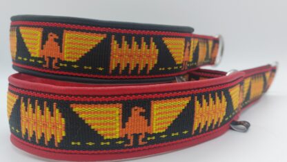 Halsband -Gurtband im Ethno Stil - unterlegt mit Nappaleder – Bild 2