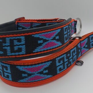 Halsband -Gurtband im Ethno Stil - unterlegt mit Nappaleder