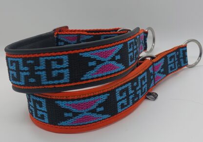 Halsband -Gurtband im Ethno Stil - unterlegt mit Nappaleder