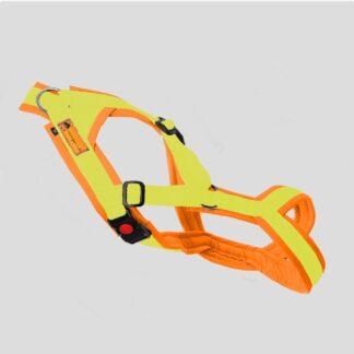 Snowpaws Trailgeschirr "Nukka" Größe 9 Gurtband gelb  - Polster Airmesh orange - Paspelband silber