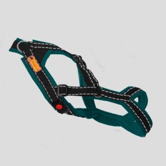 Snowpaws Trailgeschirr "Nukka" Größe 2 Gurtband schwarz_r  - Polster Airmesh petrol - Paspelband silber
