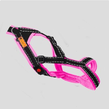 Snowpaws Trailgeschirr "Nukka" Größe 6 Gurtband schwarz_r  - Polster Airmesh neonpink - Paspelband silber