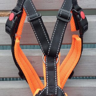 snowpaws trailgeschirr "nukka 1size" größe m gurtband schwarz r polster airmesh neonorange